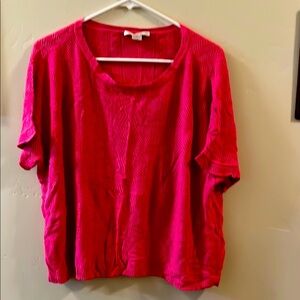 CJ Banks Pink Boxy Short Sleeve Blouse